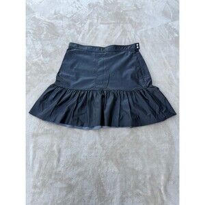 Black Faux Leather Ruffle Hem Skirt Size 12 w/ Side Zipper